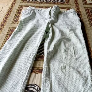 INC GREEN AND WHITE SEARSUCKER PANTS